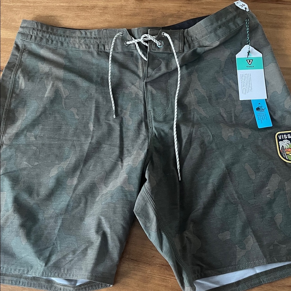VISSLA Camouflage Swim Shorts with Drawstring